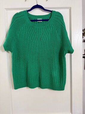 BiBi Emerald Green Ribbed Short-Sleeve Sweater